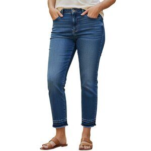 Nicole Miller Tribeca Jeans Womens 12 Blue Mid Rise Ankle Straight Stretch Denim